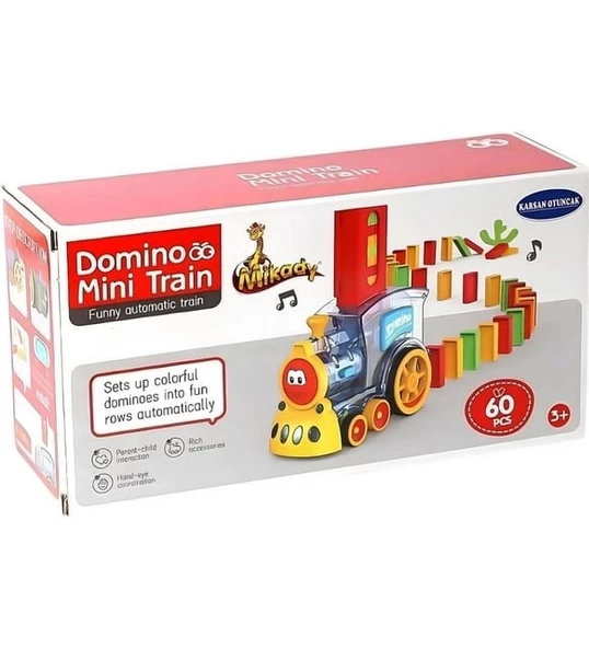 DOMİNO TREN 60 PARÇA SESLİ TREN SETİ MEGA SET Domino Taşı Dizen Tren Sesli Işıklı - 5