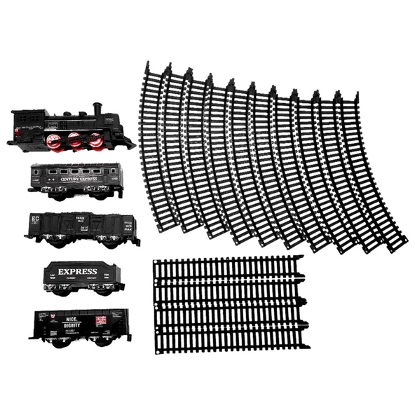 PİLLİ IŞIKLI 19 PARÇA TREN SETİ MEGA SET RAYLI KUTULU HAREKETLİ ÇUF ÇUF TREN - 2