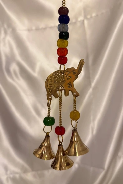 Rüzgar çanı deprem zili çanı kapı zili Pirinç Fil Küçük Boy - Resim 5