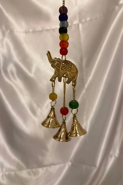 Rüzgar çanı deprem zili çanı kapı zili Pirinç Fil Küçük Boy - Resim 2