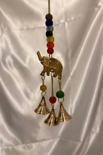 Rüzgar çanı deprem zili çanı kapı zili Pirinç Fil Küçük Boy - Resim 3