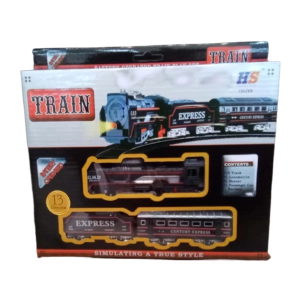 PİLLİ IŞIKLI 13 PARÇA TREN SETİ MEGA SET RAYLI KUTULU HAREKETLİ ÇUF ÇUF TREN - 2