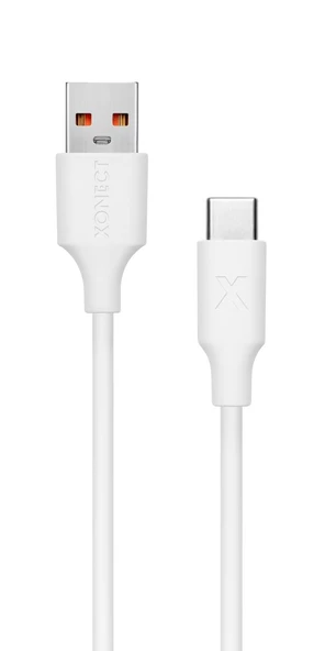 XONECT USB to Type-C uyumlu iPhone ve Samsung Modelleri için Hızlı Şarj ve Data Kablosu 200cm Beyaz