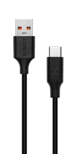 XONECT USB to Type-C uyumlu iPhone ve Samsung Modelleri için Hızlı Şarj ve Data Kablosu 40cm Siyah