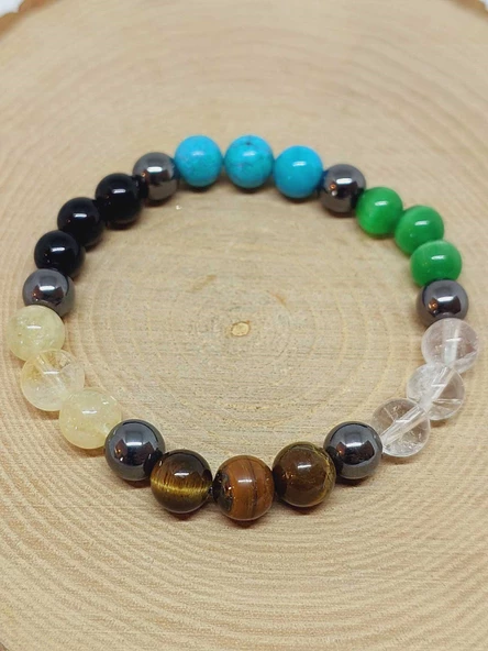 Aslan Burcu Doğal Taş 8mm Unisex Bileklik (55742) - Resim 5