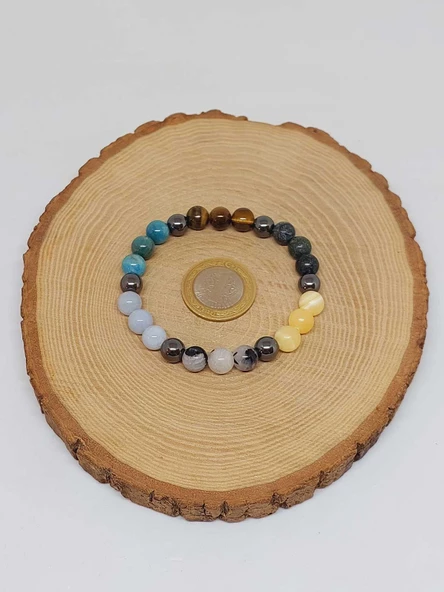 İkizler Burcu Doğal Taş 8mm Unisex Bileklik (55746) - Resim 4