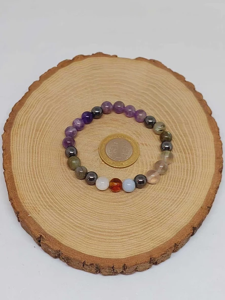 Kova Burcu Doğal Taş 8mm Unisex Bileklik (55730) - Resim 4