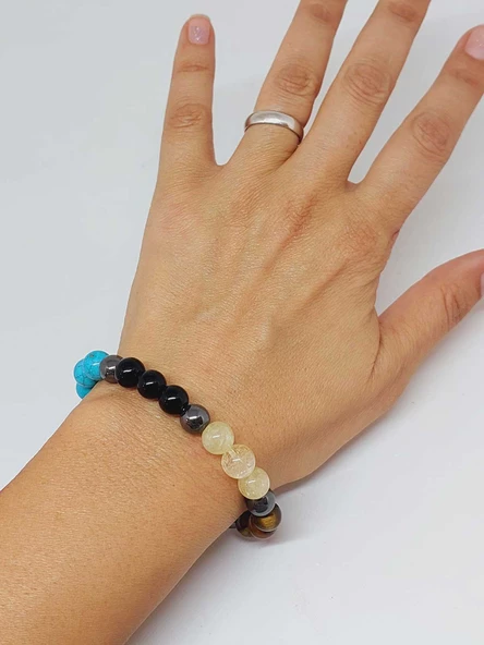 Aslan Burcu Doğal Taş 8mm Unisex Bileklik (55742) - Resim 2