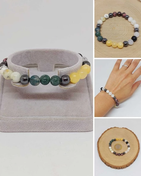 Yengeç Burcu Doğal Taş 8mm Unisex Bileklik (55744) ürün görseli