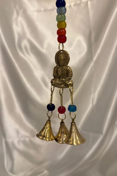 Rüzgar çanı deprem zili çanı kapı zili Pirinç Buda Budha - Resim 7