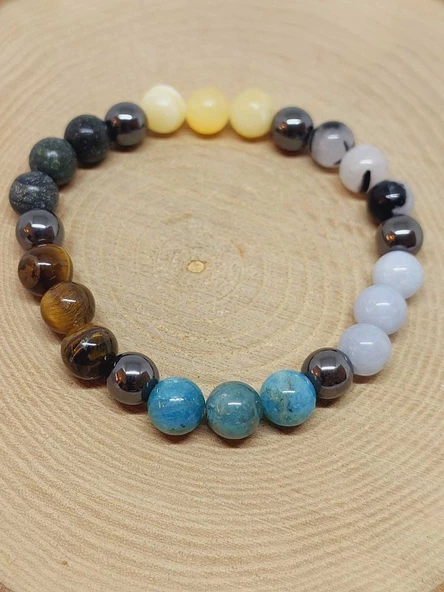 İkizler Burcu Doğal Taş 8mm Unisex Bileklik (55746) - Resim 5