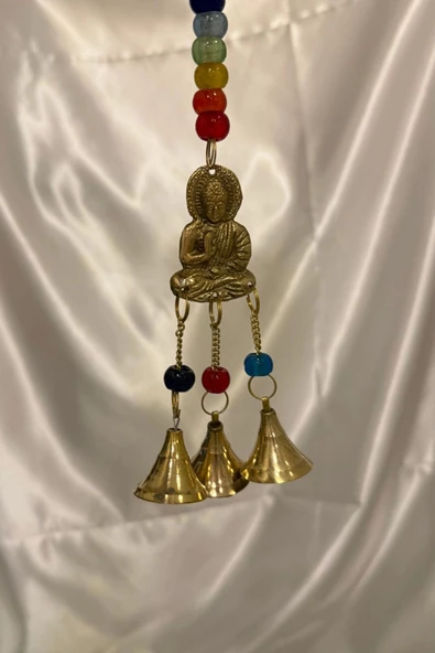 Rüzgar çanı deprem zili çanı kapı zili Pirinç Buda Budha - Resim 3