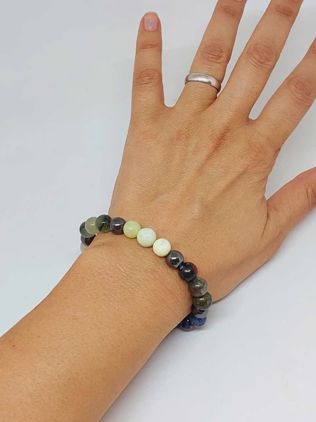 Terazi Burcu Doğal Taş 8mm Unisex Bileklik (55738) - Resim 3