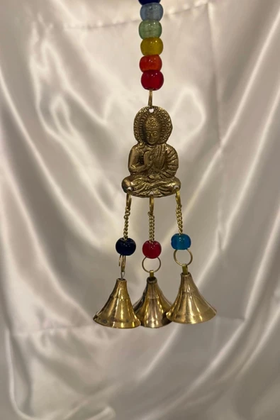 Rüzgar çanı deprem zili çanı kapı zili Pirinç Buda Budha - Resim 8