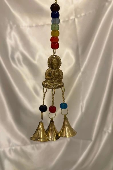 Rüzgar çanı deprem zili çanı kapı zili Pirinç Buda Budha - Resim 2