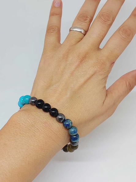 Oğlak Burcu Doğal Taş 8mm Unisex Bileklik (55732) - Resim 3