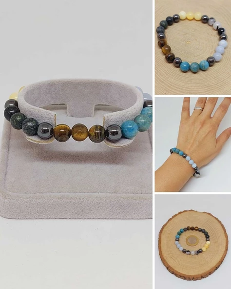 İkizler Burcu Doğal Taş 8mm Unisex Bileklik (55746) ürün görseli