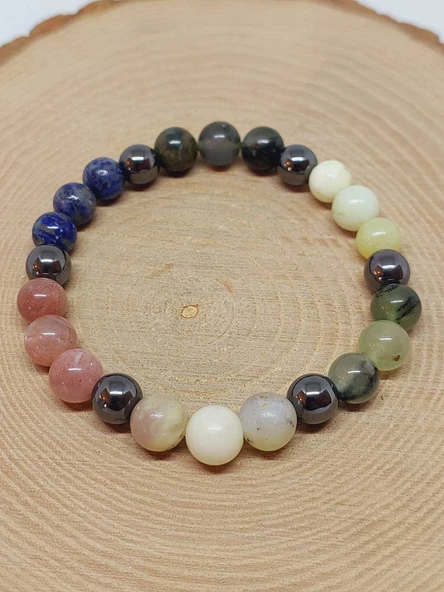 Terazi Burcu Doğal Taş 8mm Unisex Bileklik (55738) - Resim 5