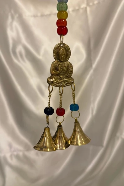 Rüzgar çanı deprem zili çanı kapı zili Pirinç Buda Budha - Resim 9