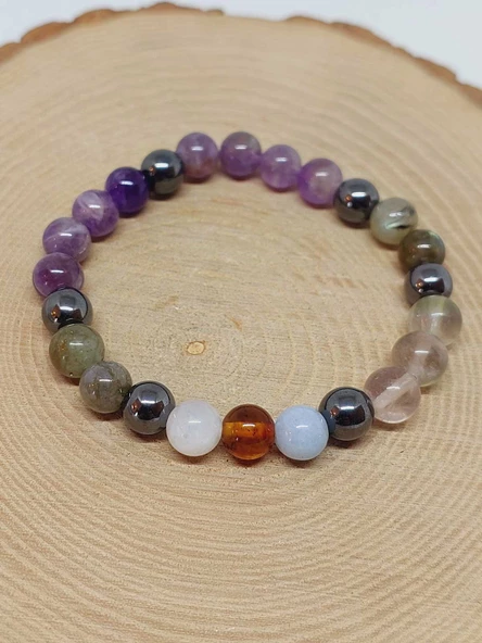 Kova Burcu Doğal Taş 8mm Unisex Bileklik (55730) - Resim 5