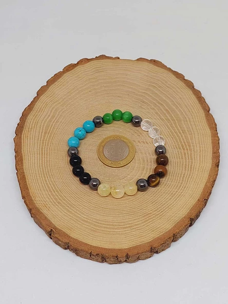 Aslan Burcu Doğal Taş 8mm Unisex Bileklik (55742) - Resim 4