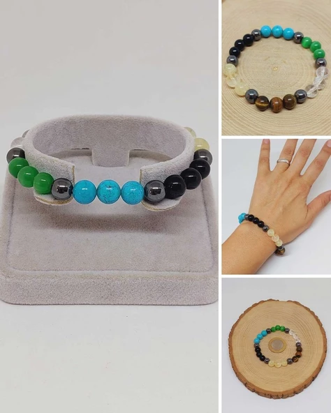 Aslan Burcu Doğal Taş 8mm Unisex Bileklik (55742) ürün görseli