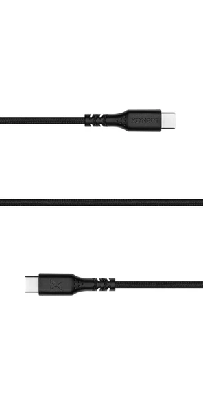 XONECT Type-C to Type-C uyumlu iPhone ve Samsung Modelleri için Hızlı Şarj ve Data Kablosu 40cm Örgülü Siyah - 2