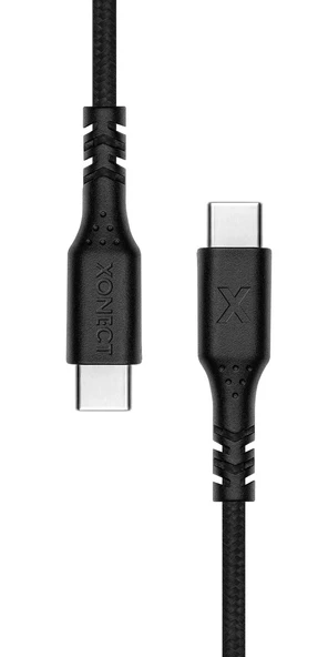 XONECT Type-C to Type-C uyumlu iPhone ve Samsung Modelleri için Hızlı Şarj ve Data Kablosu 40cm Örgülü Siyah - 3