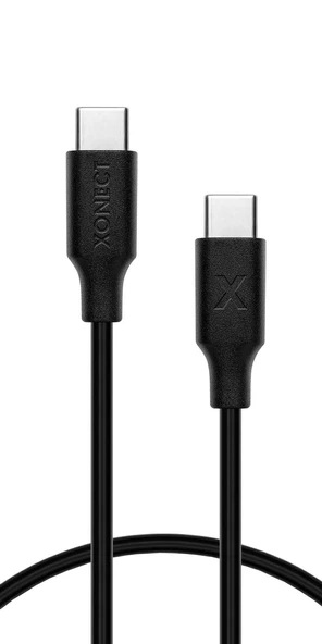 XONECT Type-C to Type-C uyumlu iPhone ve Samsung Modelleri için Hızlı Şarj ve Data Kablosu 40cm Siyah - 4