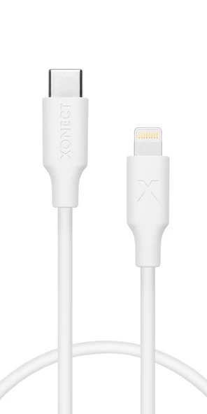 XONECT Type-C to Lightning uyumlu iPhone Modelleri için Hızlı Şarj ve Data Kablosu 40cm Beyaz - 4