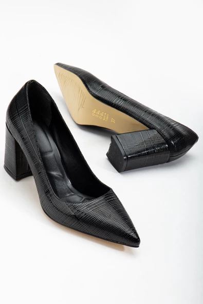 Mimosa Siyah Sivri Burunlu Detaylı Topuklu Ayakkabı - Resim 2