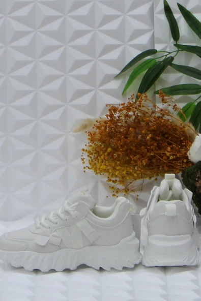 Fort Cool Verom Beyaz Bağcık Görünümlü Cırtlı Sneaker Ortopedik Çocuk Ayakkabı - Resim 4