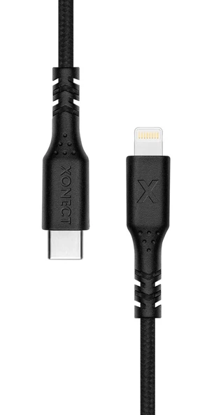 XONECT Type-C to Lightning uyumlu iPhone Modelleri için Hızlı Şarj ve Data Kablosu 200cm Örgülü Siyah - 3
