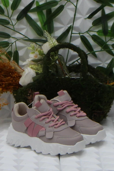 Fort Cool Verom Pudra Bağcık Görünümlü Cırtlı Sneaker Ortopedik Çocuk Ayakkabı ürün görseli