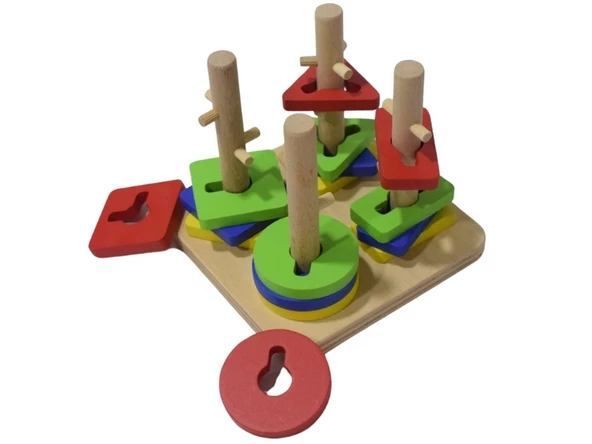 Eğitici Ahşap Şekilli Montessori Kare geçmeli Bul tak (21 parça) Oyunu Kokusuz, Sağlıklı, Boyası Çık - 5