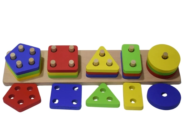 Eğitici Ahşap Geometrik Şekilli Montessori Bul Tak (21'parça) Kokusuz, Sağlıklı, Boyası Çıkmaz - 6