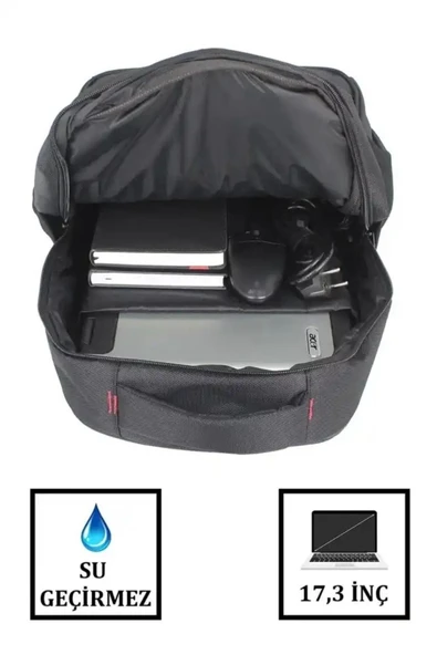 Case Club  Büyük Boy 17 inç Laptop Bölmeli Sırt Çantası Darbe Emici Koruma Su Geçirmez Kumaş - 7