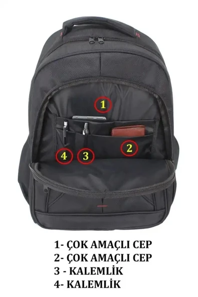 Case Club Büyük 17 inç Laptop Bölmeli Sırt Çantası Su Geçirmez Kumaş - 8