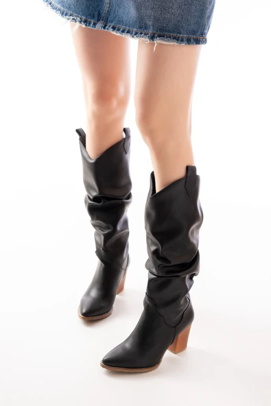 LS-1884 Siyah Günlük Kadın Çizme - 4