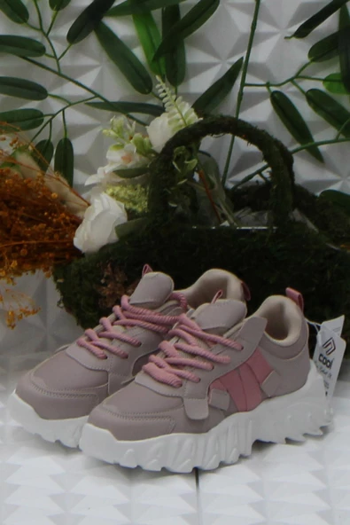 Fort Cool Verom Pudra Bağcık Görünümlü Cırtlı Sneaker Ortopedik Çocuk Ayakkabı - Resim 3