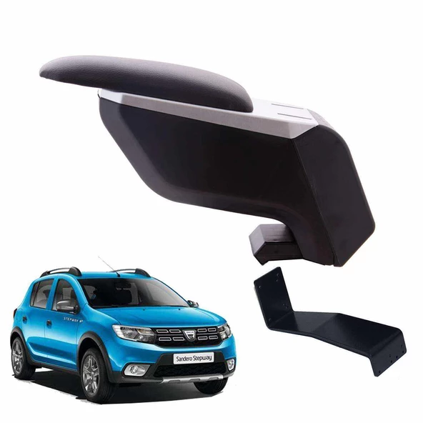 3 Tıkla Dacia Sandero Stepway 2020 Delmesiz Çelik Ayaklı Siyah Kolçak Kol Dayama