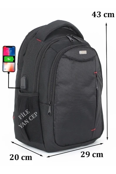 Case Club 9800 Usb Aparatlı Laptop Bölmeli Sırt Çantası 15.6 İnç Darbe Emici Su Geçirmez Kumaş - 2