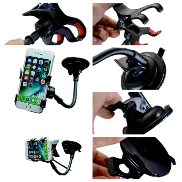 Telefon Tutucu Güvenli Sürüş Akrobat Cama Sabitlenen 360° Dönen Güçlü Vakumlu Oto Telefon Tutucu - 4