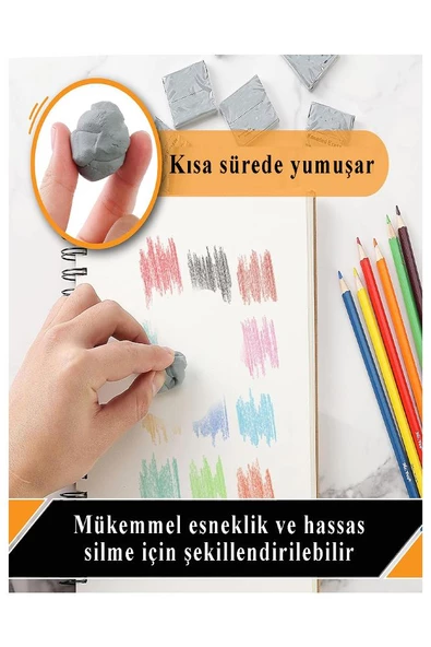 Renkli Hamur Silgi Kutulu 4 Adet Silka Hamur Silgi Çizim Silgisi Yoğrulabilir Silgi Plastik Kutulu Resim Sanatsal Silgi - 3