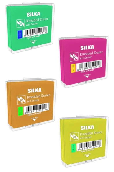 Renkli Hamur Silgi Kutulu 4 Adet Silka Hamur Silgi Çizim Silgisi Yoğrulabilir Silgi Plastik Kutulu Resim Sanatsal Silgi