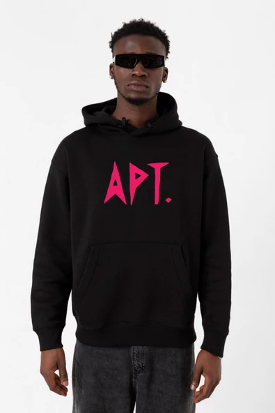 Blackpink Apt Siyah Erkek 3ip Kapşonlu Sweatshirt