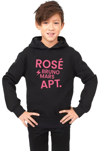 BLACKPINK ROSE BRUNO MARS APT Siyah Çocuk 3ip Kapşonlu - 1