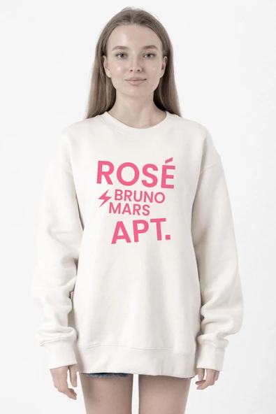 BLACKPINK ROSE BRUNO MARS APT Beyaz Kadın 2ip Sweatshirt ürün görseli