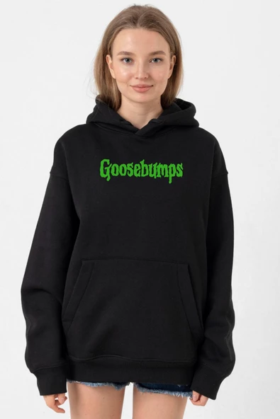 Goosebumps Lettern Siyah Kadın 3ip Kapşonlu