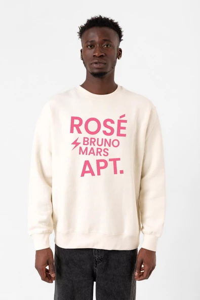 BLACKPINK ROSE BRUNO MARS APT Ekru Erkek 2ip Sweatshirt